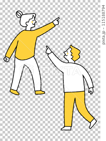 指をさして何かを探している男性と女性 指をさして何かを探している男性と女性 115188794