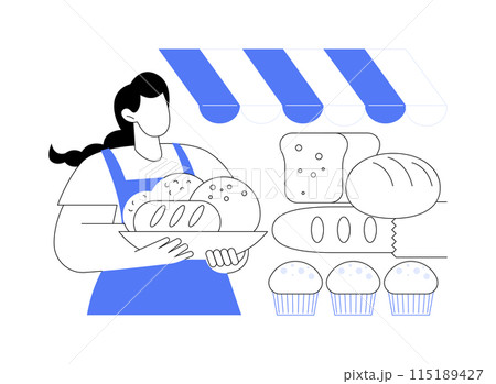 Selling homemade bread isolated cartoon vector illustrations. 115189427