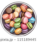 colorful macarons in the plate 115189445