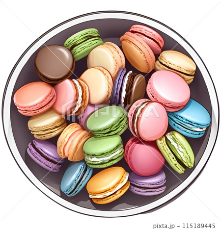 colorful macarons in the plate 115189445