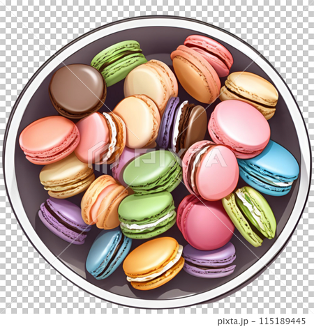 colorful macarons in the plate 115189445
