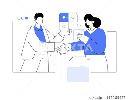 Mergers and acquisitions isolated cartoon vector illustrations. Mergers and acquisitions isolated cartoon vector illustrations. 115189475