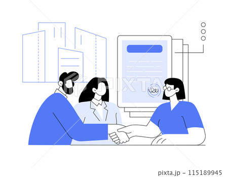 Making a real estate deal isolated cartoon vector illustrations. Making a real estate deal isolated cartoon vector illustrations. 115189945