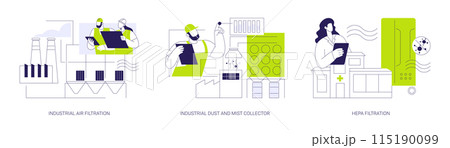 Industrial air purification abstract concept vector illustrations. Industrial air purification abstract concept vector illustrations. 115190099