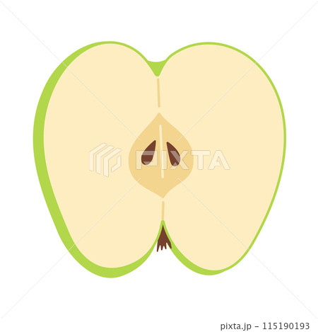 Green apple slice Hand drawn trendy flat style 115190193