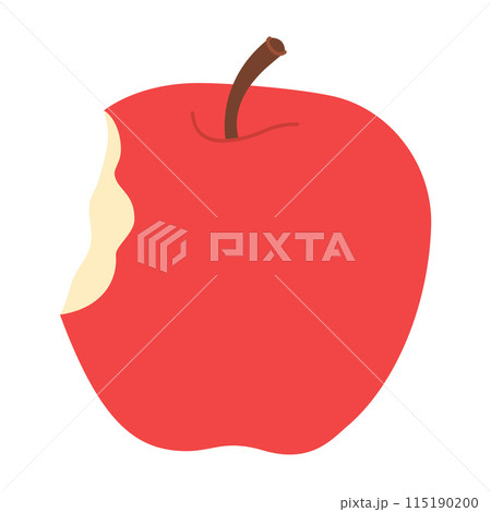 Red bitten apple Hand drawn trendy flat style isolated on white 115190200