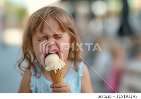 Child crying over dropped ice creamのイラスト素材 [115191145] - PIXTA