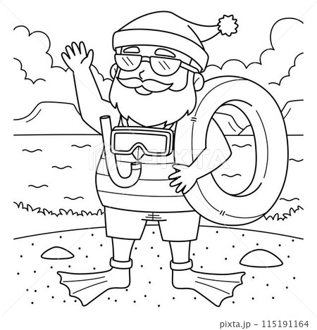 Christmas in July Santa Swimming Outfit Coloring Christmas in July Santa Swimming Outfit Coloring 115191164
