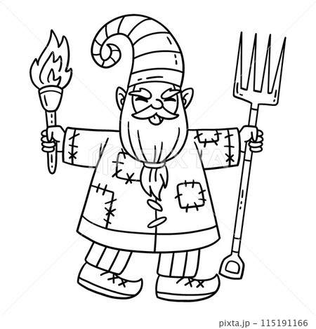 Gnome with Torch and Pitch Fork Isolated Coloring Gnome with Torch and Pitch Fork Isolated Coloring 115191166