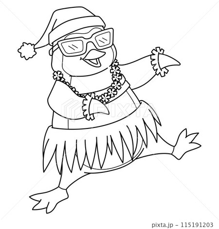 Christmas in July Penguin Isolated Coloring Page 115191203