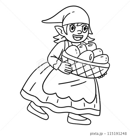 Gnome with Basket of Eggs Isolated Coloring Page Gnome with Basket of Eggs Isolated Coloring Page 115191248