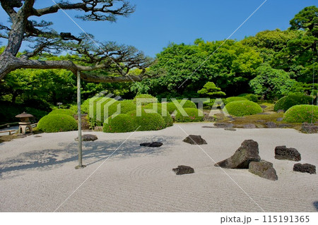 砂紋のある日本庭園 枯山水 砂紋のある日本庭園 枯山水 115191365