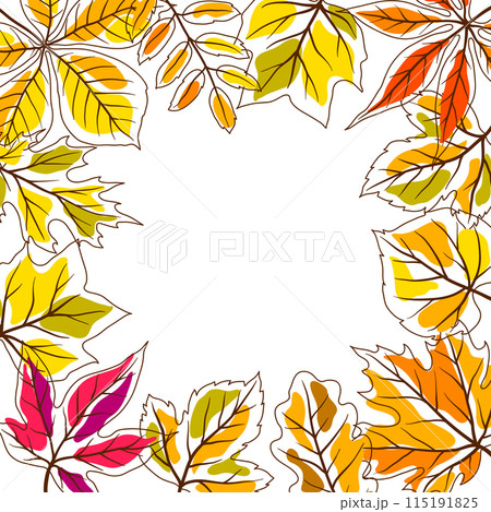 Frame with autumn leaves. Background with various foliage. Frame with autumn leaves. Background with various foliage. 115191825