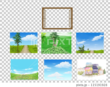 A set of fake windows and scenery. Swap the scenery. 115191928