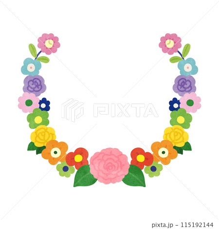 可愛いカラフルな花のフレーム 115192144