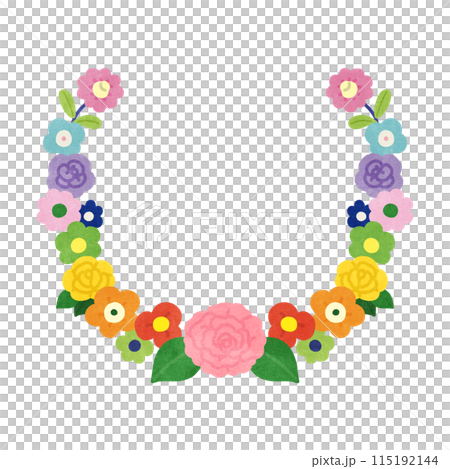 可愛いカラフルな花のフレーム 115192144