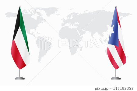 Kuwait and Puerto Rico flags for official meeting 115192358