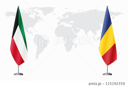 Kuwait and Romania flags for official meeting 115192359