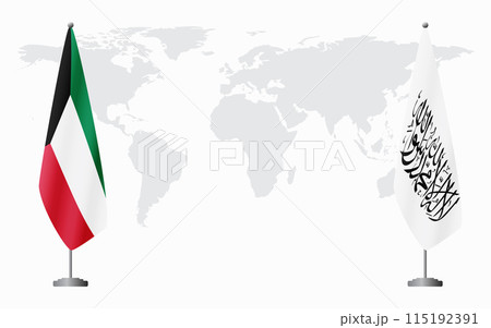 Kuwait and Afghanistan flags for official meeting 115192391