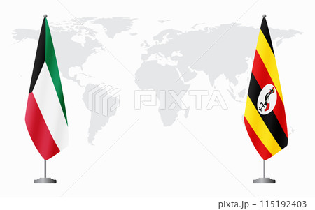 Kuwait and Uganda flags for official meeting Kuwait and Uganda flags for official meeting 115192403
