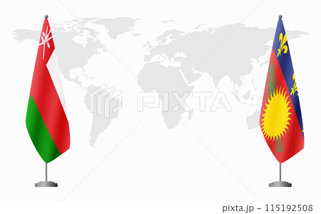 Oman and Guadeloupe flags for official meeting Oman and Guadeloupe flags for official meeting 115192508