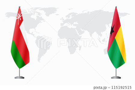 Oman and Guinea Bissau flags for official meeting Oman and Guinea Bissau flags for official meeting 115192515