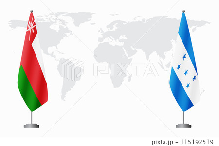 Oman and Honduras flags for official meeting 115192519