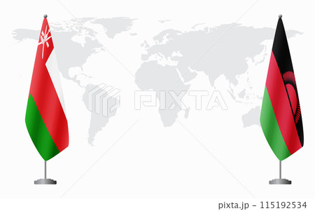 Oman and Malawi flags for official meeting Oman and Malawi flags for official meeting 115192534
