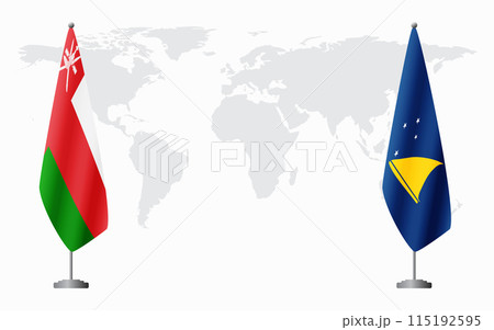 Oman and Tokelau flags for official meeting Oman and Tokelau flags for official meeting 115192595