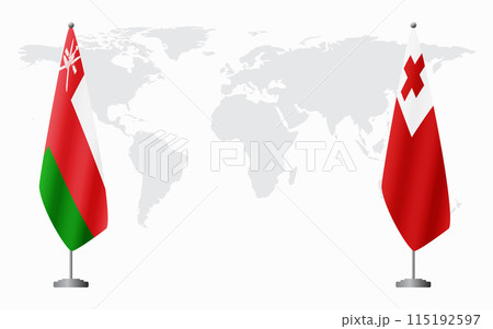 Oman and Tonga flags for official meeting Oman and Tonga flags for official meeting 115192597