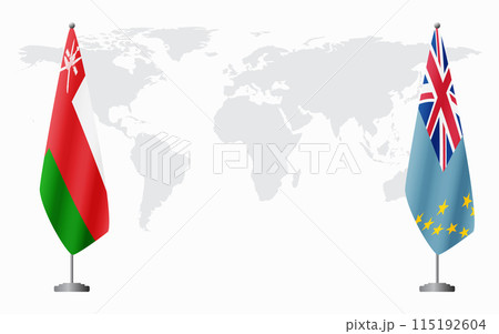 Oman and Tuvalu flags for official meeting Oman and Tuvalu flags for official meeting 115192604