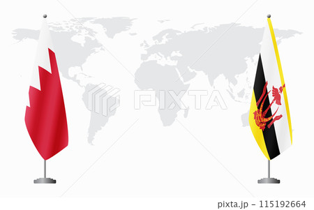 Bahrain and Brunei flags for official meeting 115192664