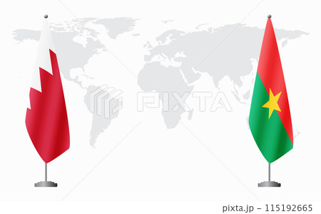 Bahrain and Burkina Faso flags for official meeting Bahrain and Burkina Faso flags for official meeting 115192665