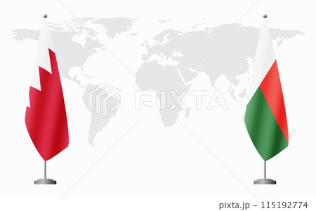 Bahrain and Madagascar flags for official meeting 115192774