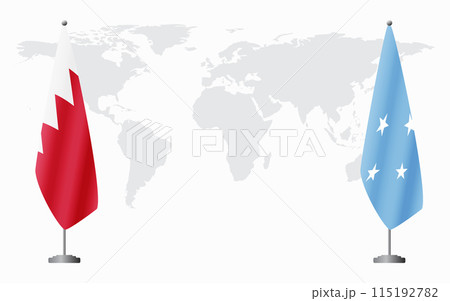 Bahrain and Micronesia flags for official meeting 115192782