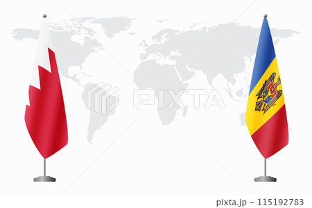 Bahrain and Moldova flags for official meeting 115192783