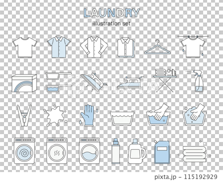 Laundry, cleaning, icon set, line drawing, shirt, laundry, iron, hand washing, housework, living Laundry, cleaning, icon set, line drawing, shirt, laundry, iron, hand washing, housework, living 115192929