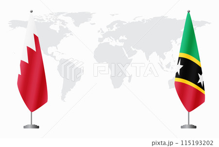 Bahrain and Saint Kitts and Nevis flags for official meeti 115193202