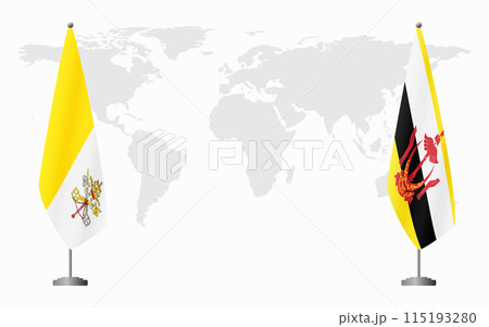 Vatican and Brunei flags for official meeting 115193280