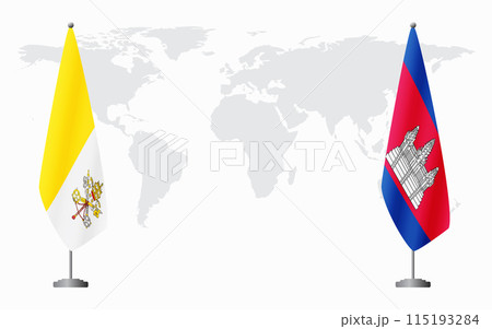 Vatican and Cambodia flags for official meeting Vatican and Cambodia flags for official meeting 115193284