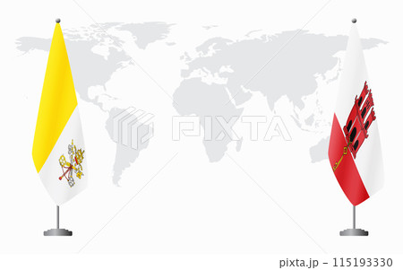 Vatican and Gibraltar flags for official meeting Vatican and Gibraltar flags for official meeting 115193330