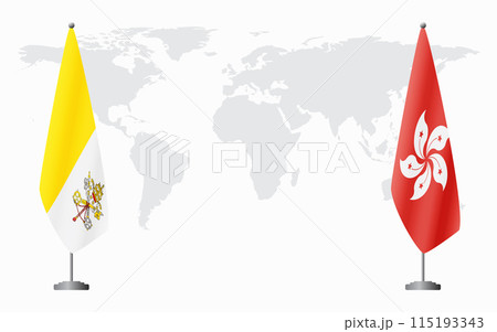Vatican and Hong Kong flags for official meeting 115193343