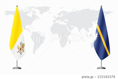 Vatican and Nauru flags for official meeting 115193379