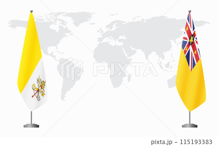 Vatican and Niue flags for official meeting Vatican and Niue flags for official meeting 115193383