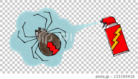 殺虫剤をかけられるセアカゴケグモ 殺虫剤をかけられるセアカゴケグモ 115193418