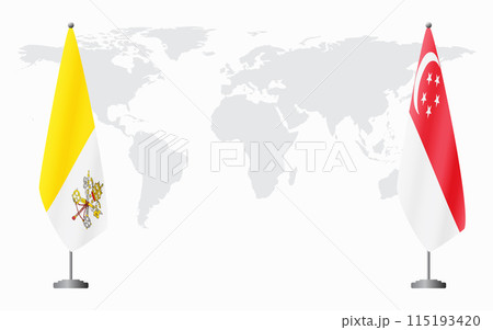 Vatican and Singapore flags for official meeting Vatican and Singapore flags for official meeting 115193420