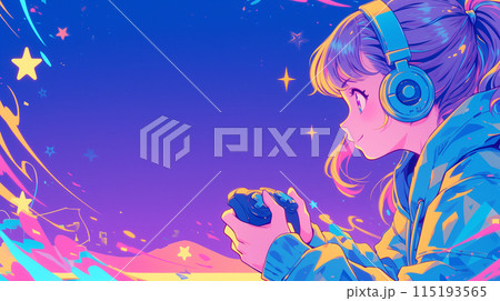 eスポーツ、テレビゲームをしている若い女性のイラスト「AI生成画像」 eスポーツ、テレビゲームをしている若い女性のイラスト「AI生成画像」 115193565