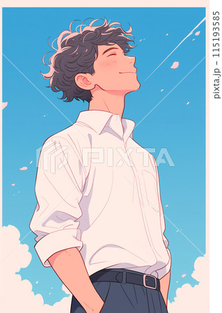 春の季節と男子高校生のイラスト「AI生成画像」 春の季節と男子高校生のイラスト「AI生成画像」 115193585