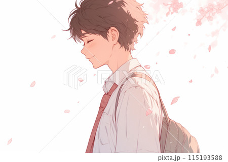 春の季節と男子高校生のイラスト「AI生成画像」 115193588