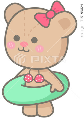 Kid hand drawn cute colorful happy bikini day cute bikini bear 115193824